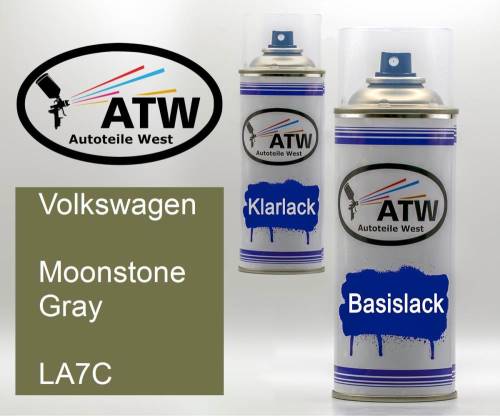 Volkswagen, Moonstone Gray, LA7C: 400ml Sprühdose + 400ml Klarlack - Set, von ATW Autoteile West.